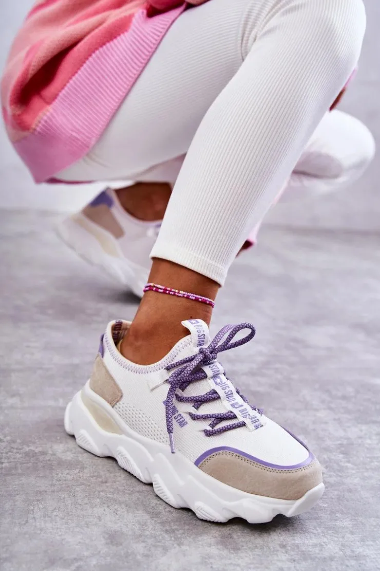 Damskie Big Star Shoes Damskie Sneakersy Memory Foam System Big Star KK274029 Białe