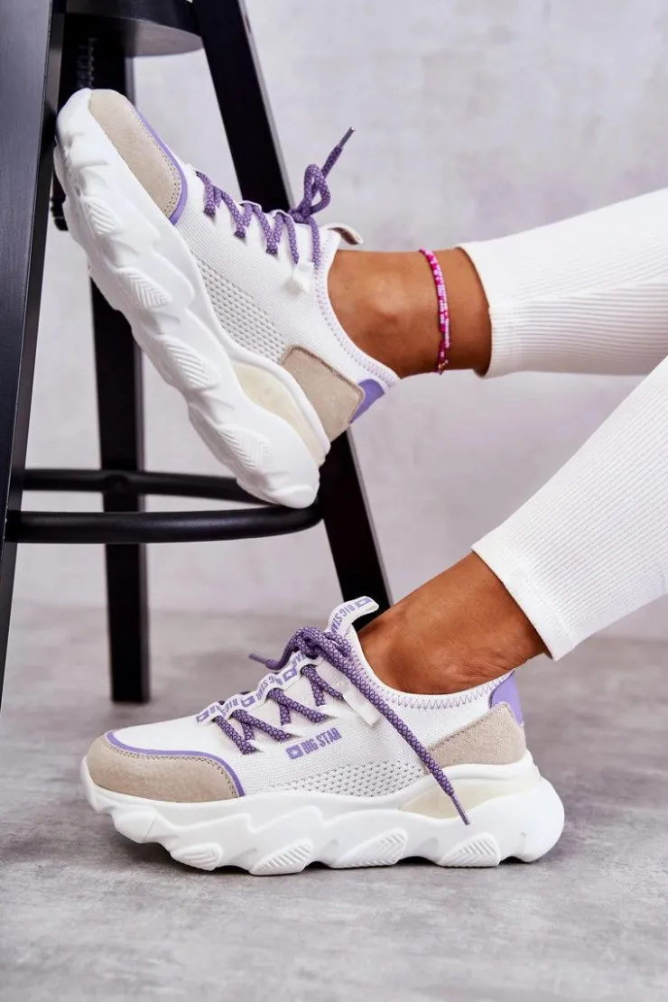 Damskie Big Star Shoes Damskie Sneakersy Memory Foam System Big Star KK274029 Białe