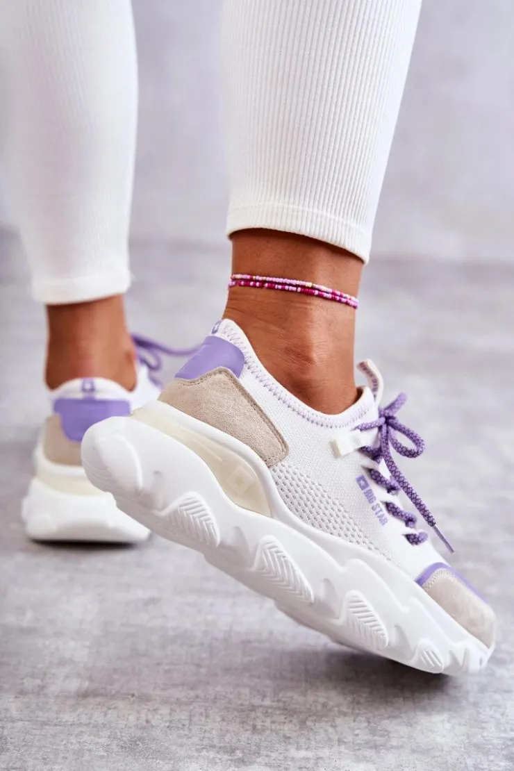 Damskie Big Star Shoes Damskie Sneakersy Memory Foam System Big Star KK274029 Białe