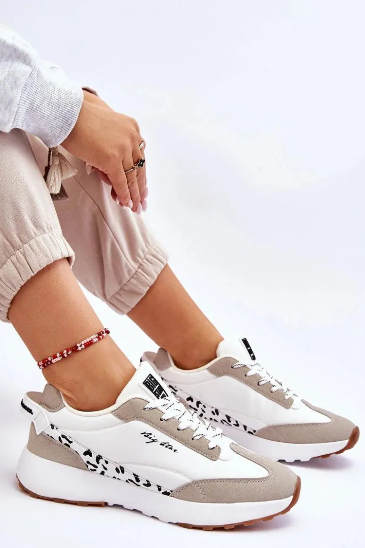 Big Star Shoes Sneakersy Damskie*Damskie Sneakersy Memory Foam System Big Star LL274957 Białe