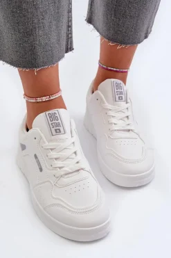 Big Star Shoes Buty Sportowe Big Star|Sneakersy Damskie*Damskie Sneakersy Memory Foam System Big Star NN274A483 Białe