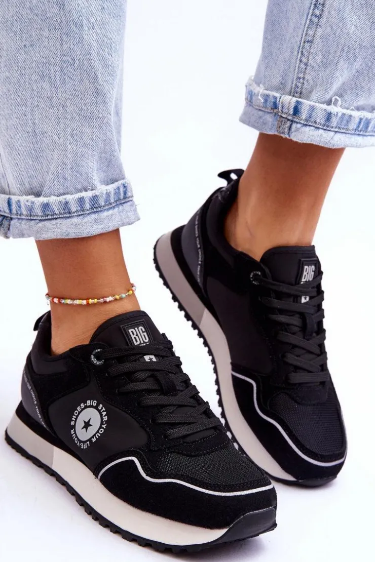 Big Star Shoes Buty Sportowe Big Star|Sneakersy Damskie*Damskie Sneakersy Memory Foam System Big Star LL274541 Czarne