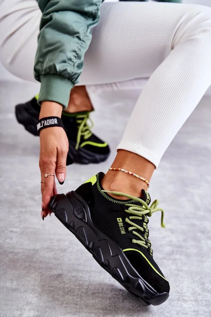 Clearance Big Star Shoes Damskie Sneakersy Memory Foam System Big Star KK274028 Czarne