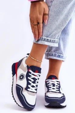 Damskie Big Star Shoes Damskie Sneakersy Memory Foam System Big Star LL274538 Biało-Granatowe