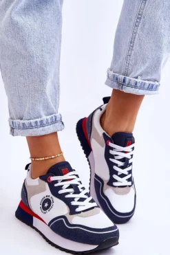 Damskie Big Star Shoes Damskie Sneakersy Memory Foam System Big Star LL274538 Biało-Granatowe