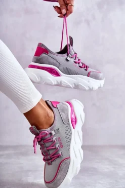 Big Star Shoes Buty Sportowe Big Star|Sneakersy Damskie*Damskie Sneakersy Memory Foam System Big Star KK274030 Szare