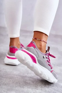 Big Star Shoes Buty Sportowe Big Star|Sneakersy Damskie*Damskie Sneakersy Memory Foam System Big Star KK274030 Szare