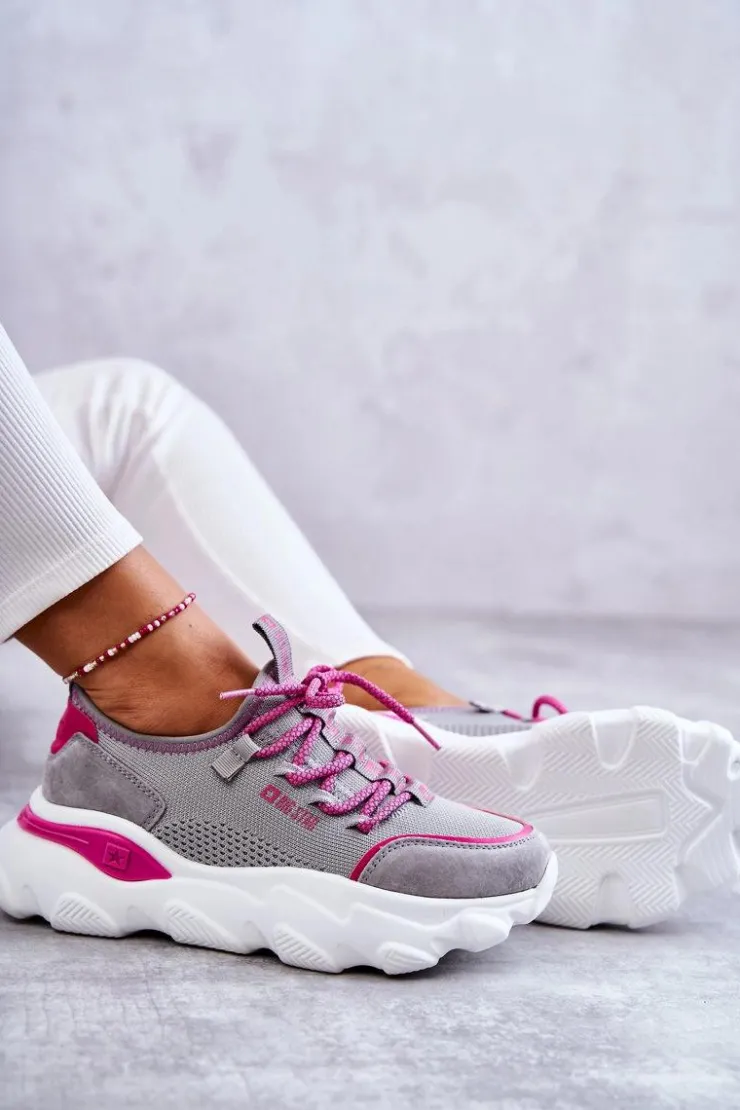 Big Star Shoes Buty Sportowe Big Star|Sneakersy Damskie*Damskie Sneakersy Memory Foam System Big Star KK274030 Szare