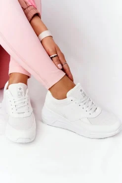 Best Evento Damskie Sneakersy Na Koturnie Białe Avery