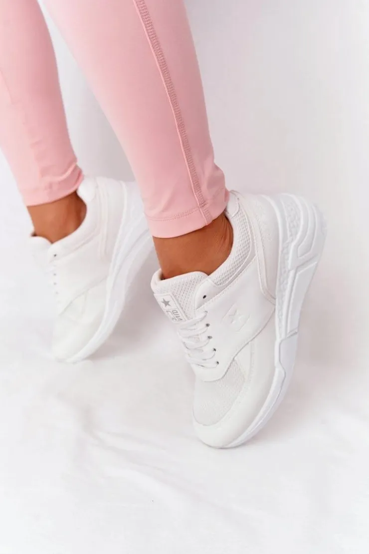 Best Evento Damskie Sneakersy Na Koturnie Białe Avery