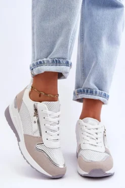 Outlet Boto Damskie Sneakersy Na Koturnie Wielobarwne Sivan