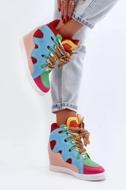 Clearance Boto Damskie Sneakersy Na Koturnie Multikolor Leoppa