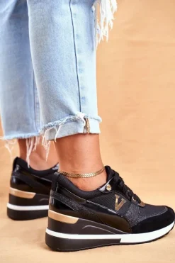 Buty damskie Vinceza Sneakersy Damskie*Damskie Sneakersy Na Koturnie Czarne Isla