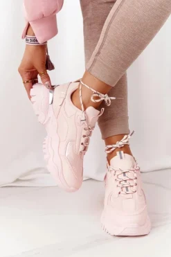 Boto Sneakersy Damskie*Damskie Sneakersy Na Masywnej Podeszwie Różowe Influencer
