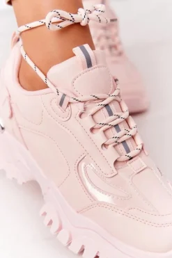 Boto Sneakersy Damskie*Damskie Sneakersy Na Masywnej Podeszwie Różowe Influencer