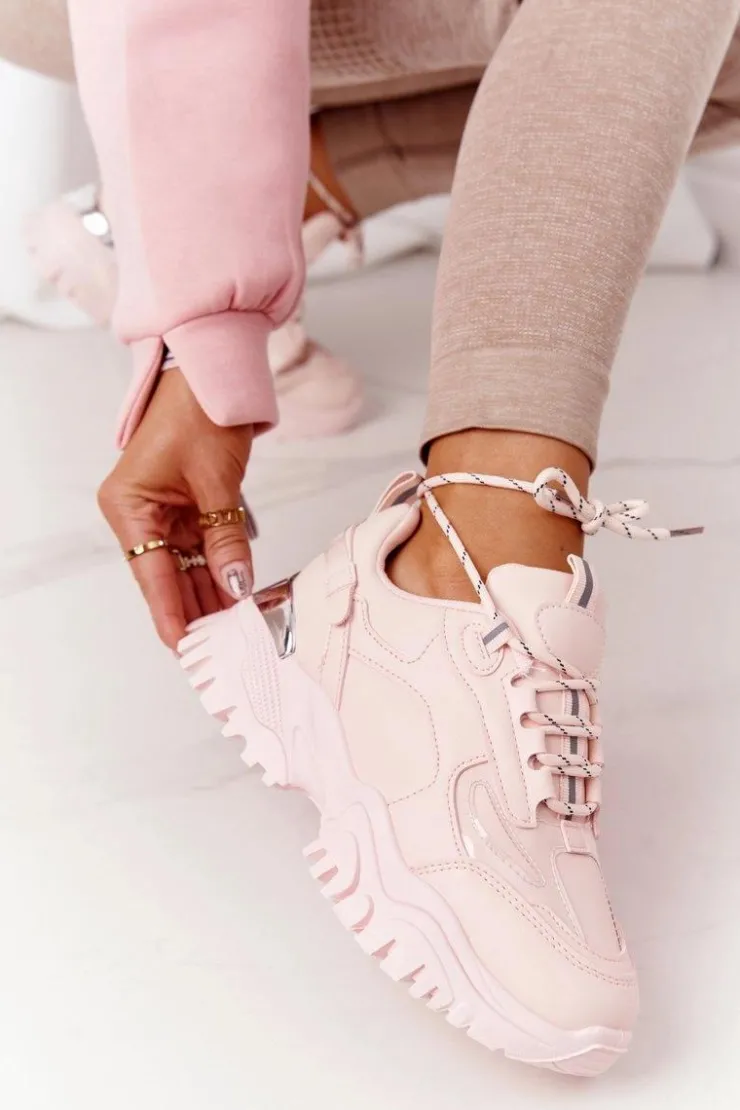 Boto Sneakersy Damskie*Damskie Sneakersy Na Masywnej Podeszwie Różowe Influencer