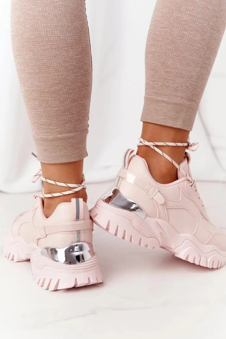 Boto Sneakersy Damskie*Damskie Sneakersy Na Masywnej Podeszwie Różowe Influencer