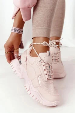 Boto Sneakersy Damskie*Damskie Sneakersy Na Masywnej Podeszwie Różowe Influencer