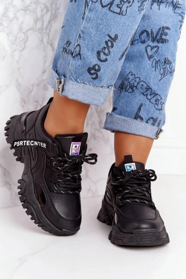 Discount Evento Damskie Sneakersy Na Masywnej Podeszwie Czarne Laugh