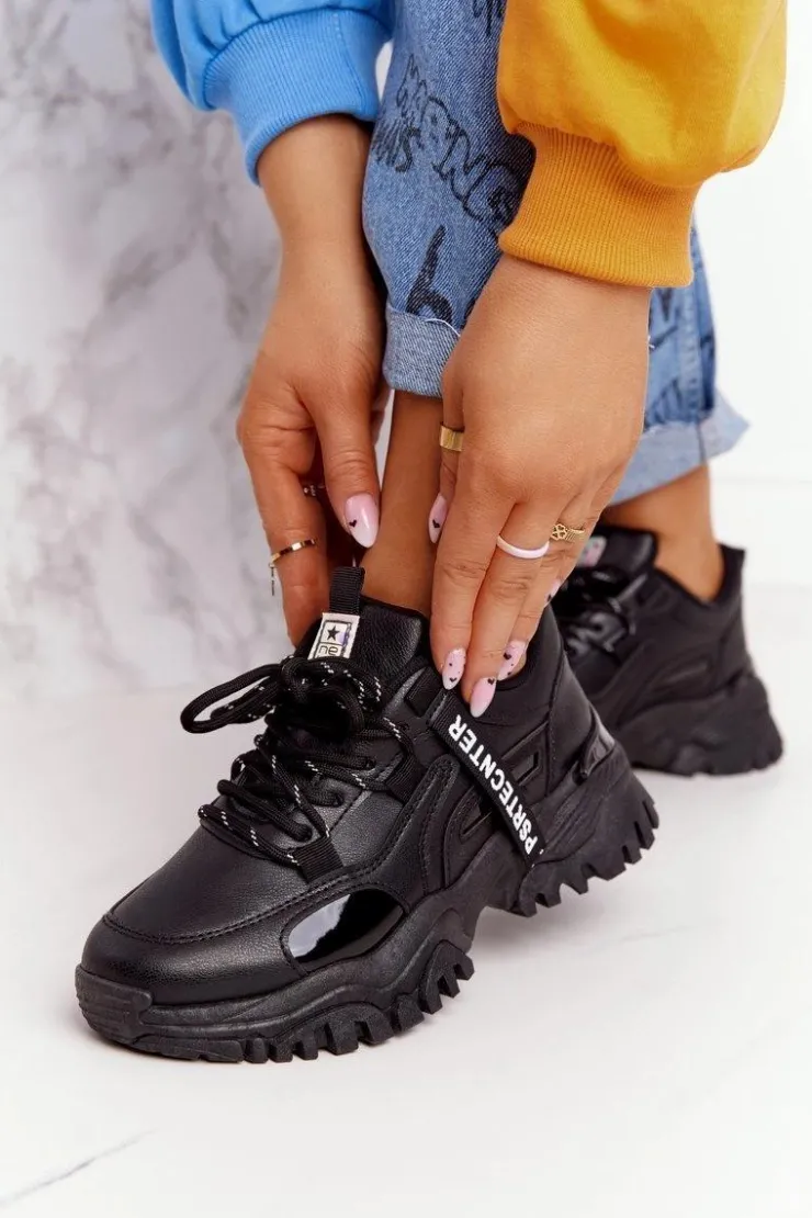 Discount Evento Damskie Sneakersy Na Masywnej Podeszwie Czarne Laugh