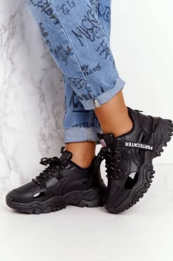 Discount Evento Damskie Sneakersy Na Masywnej Podeszwie Czarne Laugh