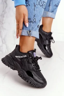 Discount Evento Damskie Sneakersy Na Masywnej Podeszwie Czarne Laugh