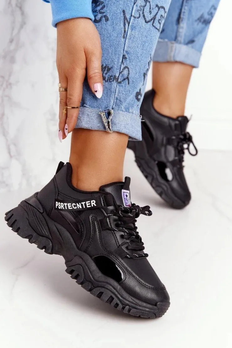 Discount Evento Damskie Sneakersy Na Masywnej Podeszwie Czarne Laugh