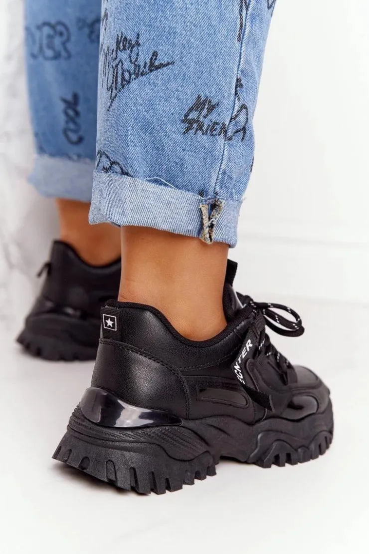 Discount Evento Damskie Sneakersy Na Masywnej Podeszwie Czarne Laugh