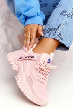 Damskie Evento Damskie Sneakersy Na Masywnej Podeszwie Różowe Laugh