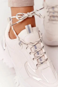 Damskie Boto Damskie Sneakersy Na Masywnej Podeszwie Beżowe Influencer