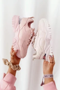 Damskie Boto Damskie Sneakersy Na Masywnej Podeszwie Beżowe Influencer