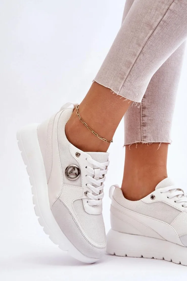Damskie Buty damskie Vinceza Damskie Sneakersy Na Platformie Białe Chana