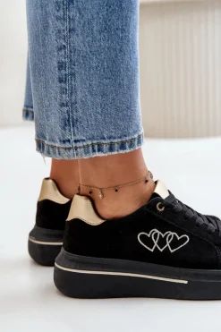 Boto Buty Sportowe Na Platformie|Sneakersy Damskie*Damskie Sneakersy Na Platformie Z Sercami Czarne Avirorae