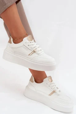 Big Star Shoes Buty Sportowe Big Star|Sneakersy Damskie*Damskie Sneakersy Na Platformie Big Star SS274359 Białe Biały