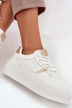 Big Star Shoes Buty Sportowe Big Star|Sneakersy Damskie*Damskie Sneakersy Na Platformie Big Star SS274359 Białe Biały