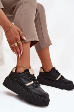 Damskie Big Star Shoes Damskie Sneakersy Na Platformie Big Star SS274360 Czarne