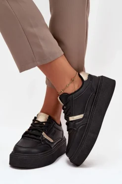 Damskie Big Star Shoes Damskie Sneakersy Na Platformie Big Star SS274360 Czarne