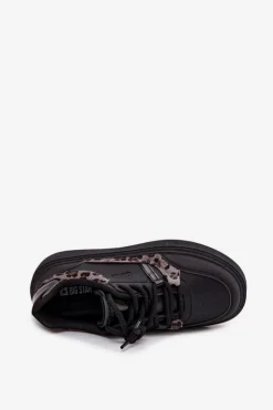 Outlet Big Star Shoes Damskie Sneakersy Na Platformie Big Star SS274358 Panterka Czarne Czarny