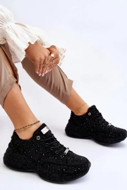 Sale GOE Damskie Sneakersy Na Platformie JJ2N4058 Czarne