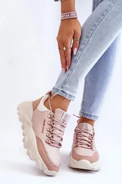 Damskie Cross Jeans Damskie Sneakersy Na Platformie KK2R4072C Nude
