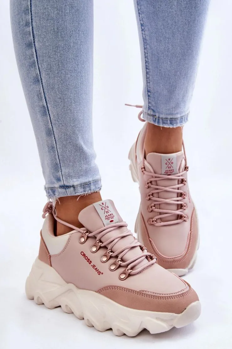 Damskie Cross Jeans Damskie Sneakersy Na Platformie KK2R4072C Nude