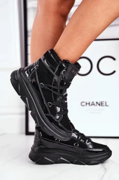 Online Boto Damskie Sneakersy Śniegowce Czarne Missy