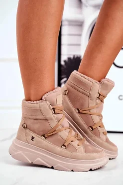 Damskie Boto Damskie Sneakersy Śniegowce Beżowe Missy