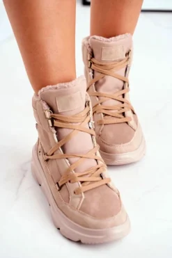 Damskie Boto Damskie Sneakersy Śniegowce Beżowe Missy
