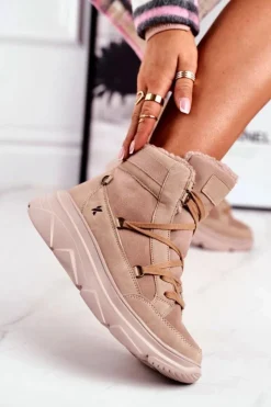 Damskie Boto Damskie Sneakersy Śniegowce Beżowe Missy