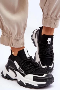 Damskie Boto Damskie Sneakersy Skarpetkowe Wsuwane Czarne Keaton