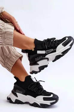 Damskie Boto Damskie Sneakersy Skarpetkowe Wsuwane Czarne Keaton