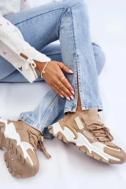 Damskie Boto Damskie Sneakersy Skarpetkowe Wsuwane Ciemnobeżowe Keaton