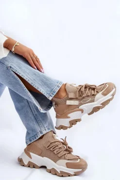 Damskie Boto Damskie Sneakersy Skarpetkowe Wsuwane Ciemnobeżowe Keaton