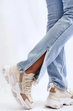 Damskie Boto Damskie Sneakersy Skarpetkowe Wsuwane Beżowe Keaton